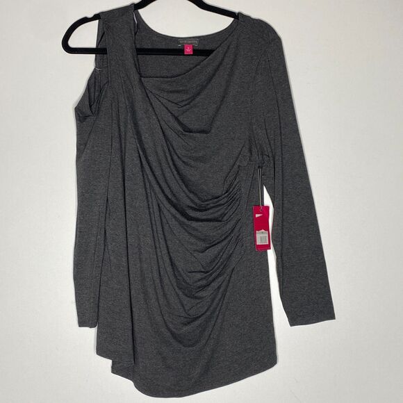 New Vince Camuto Asymmetrical Cold-Shoulder Ruched Top Women's Plus Size 1X - Picture 9 of 9